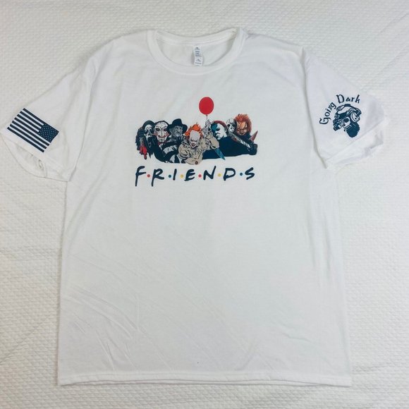 Horror Characters Friends Halloween Shirt Jason Chucky Pennywise Scream Size XL - Picture 2 of 7